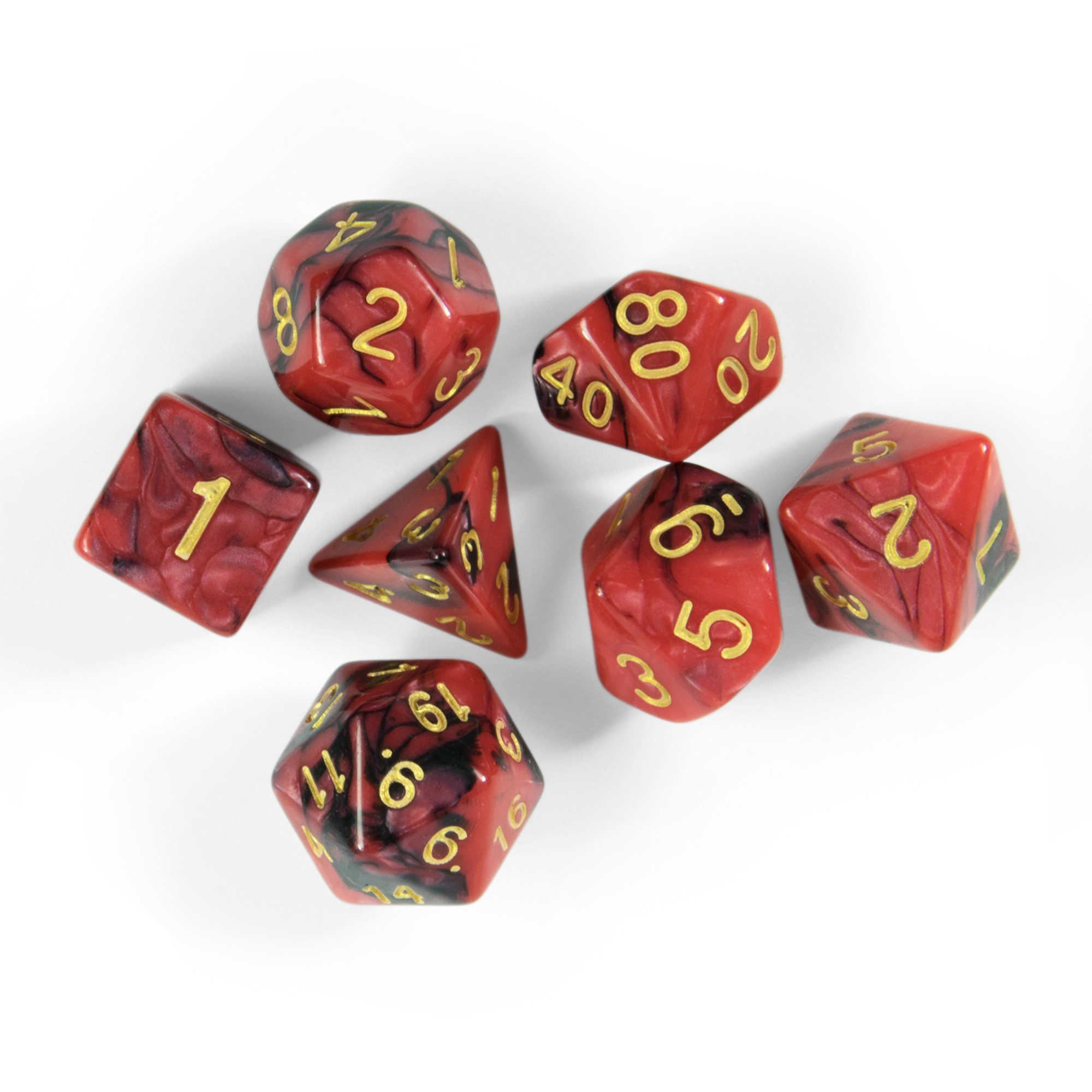 SHIBBY Spielesammlung 7 polyedrische DND Würfel in dichromatisch - mit Beutel