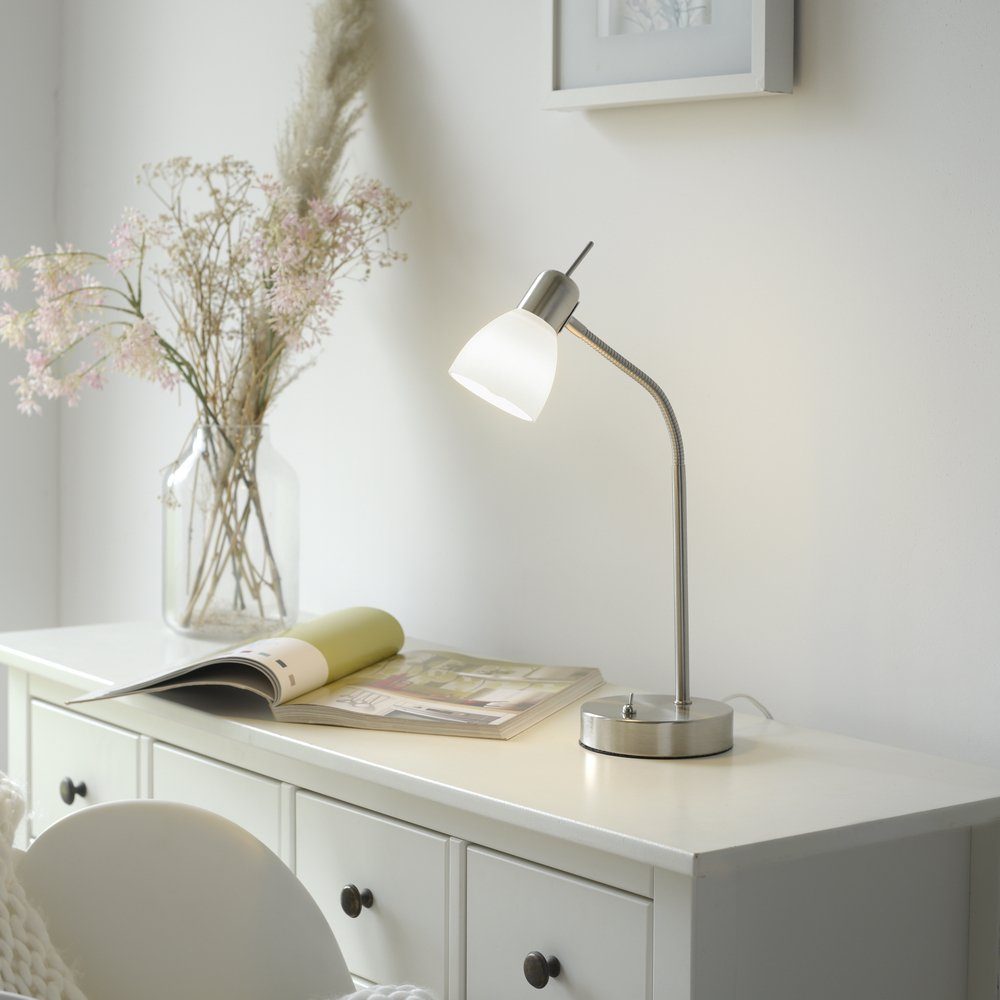 [Neueste Mode] LeuchtenDirekt LED Tischleuchte LED Tischleuchte Schreibtisch, Wohnzimmertisch, KARO, Glasschirm Bürotisch, 1xE14/40W
