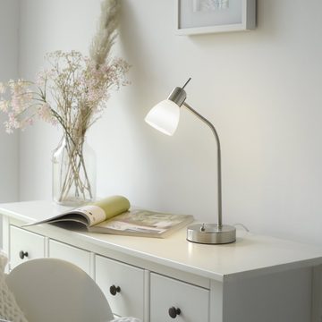 JUST LIGHT LED Tischleuchte LED Tischleuchte KARO, 1xE14/40W, Wohnzimmertisch, Bürotisch, Schreibtisch, Glasschirm