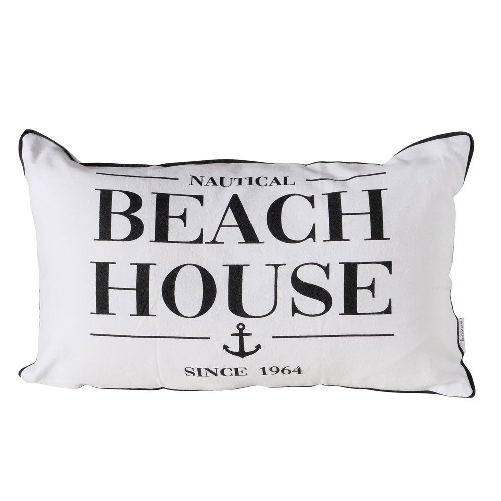 BOLTZE Dekokissen Kissen NAUTIC schwarz weiß 50x30cm maritimes Dekokissen Beach House