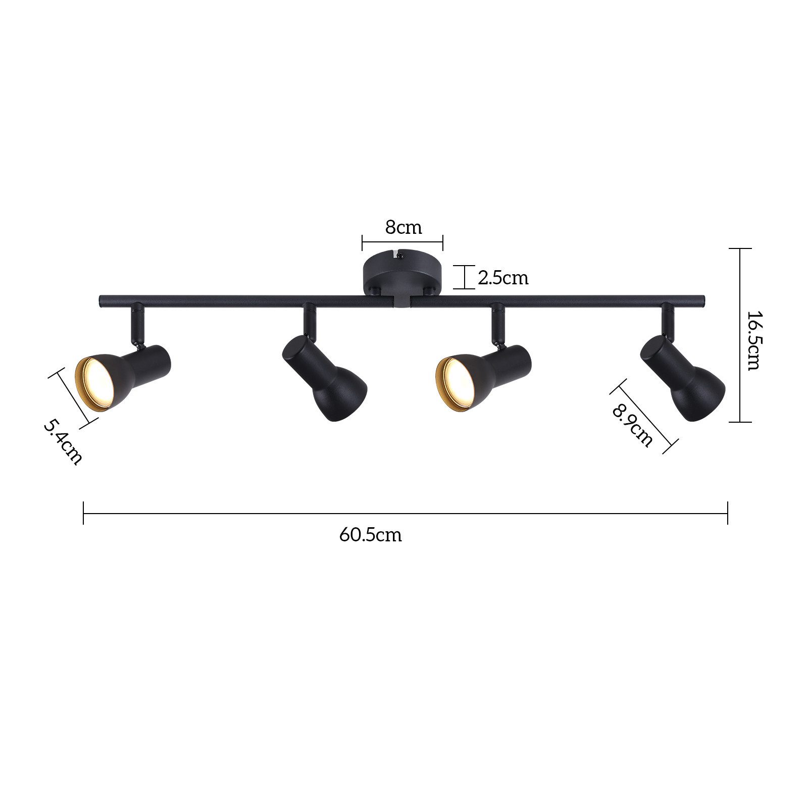 ZMH Deckenstrahler 4 Flammig GU10 Deckenleuchte Modern Design Metall Wohnzimmer Flur, Einfache Installtion, ohne Leuchtmittel, Innen 350° Schwenkbar Schwarz Spots für Schlafzimmer