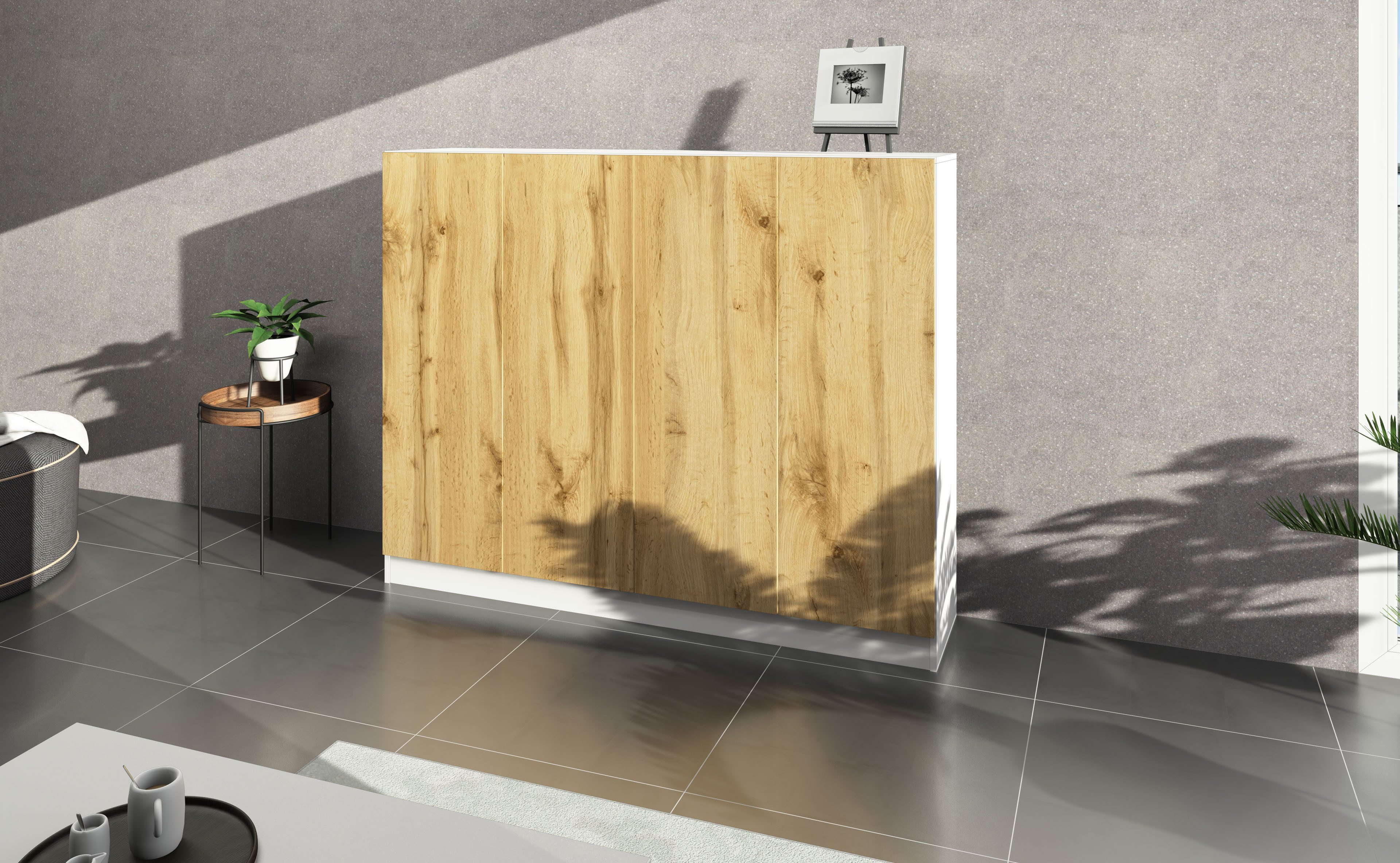 borchardt Möbel Schuhschrank Vaasa, Schuhregal 4-türig mit 12 verstellbaren Fächern Breite 152 cm