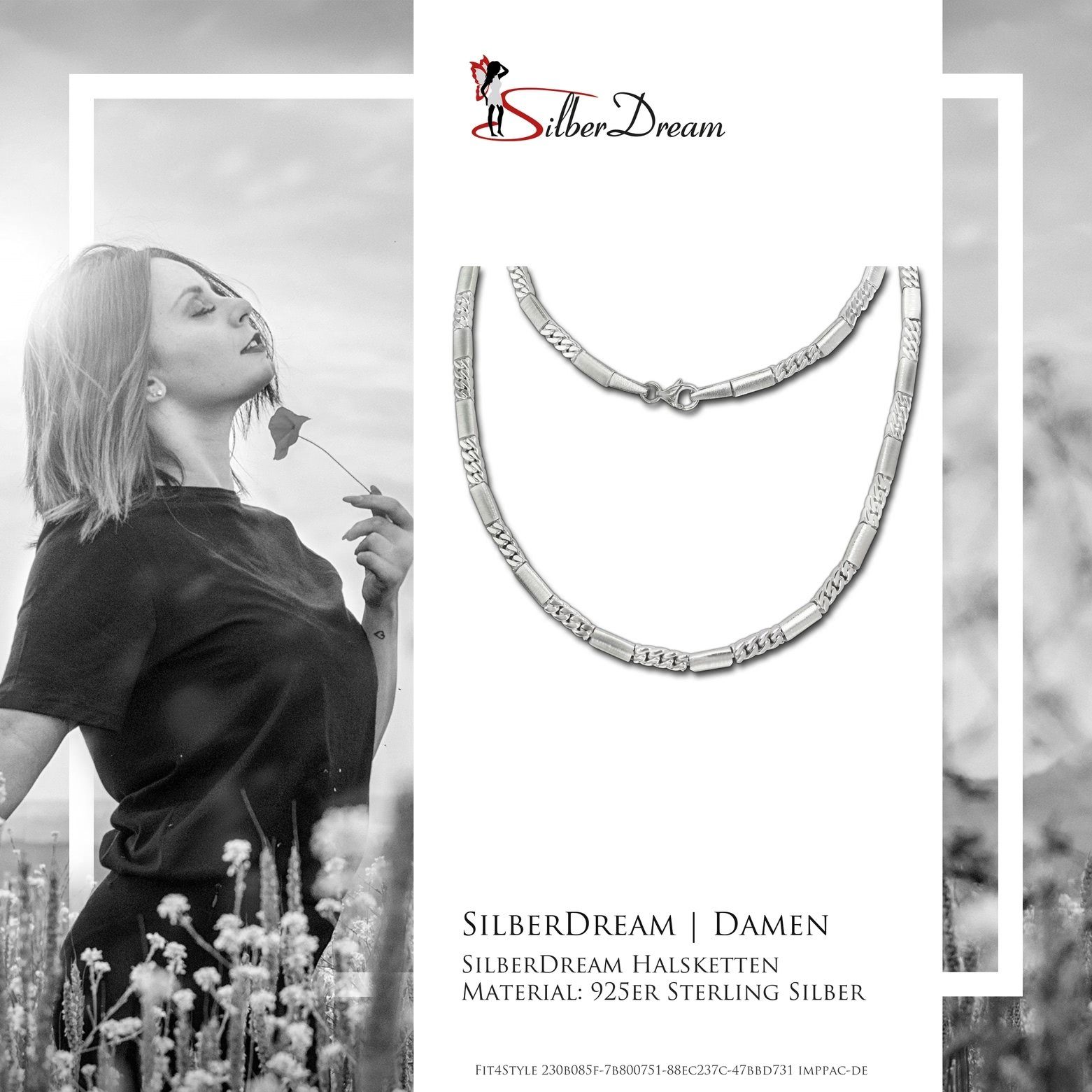 SilberDream Collier SilberDream 925 Damen Silber, Collier Colliers Sterling Silber, Panzer aus silber Rechteck Farbe: 925