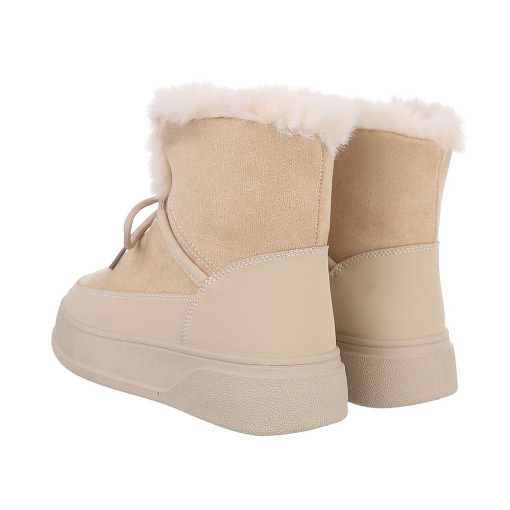 Ital-Design Damen Snowboots Freizeit Snowboots (84456416) Keilabsatz/Wedge Keilstiefeletten in Beige