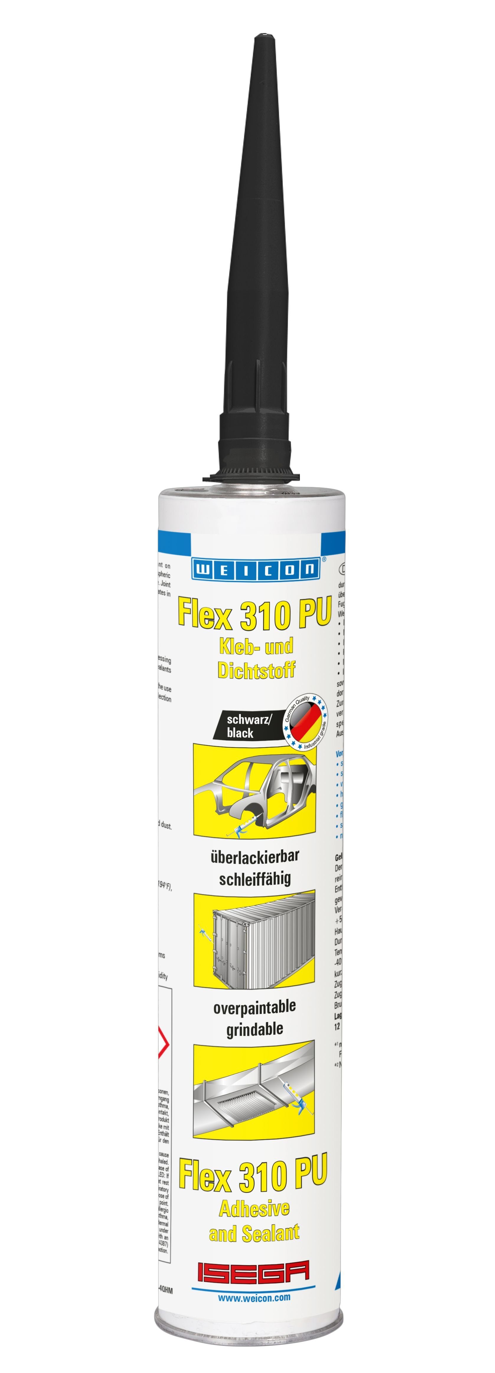 WEICON Dichtstoff Flex 310 PU, dauerelastischer Klebstoff auf Polyurethanbasis, 300 ml, überlackierbar