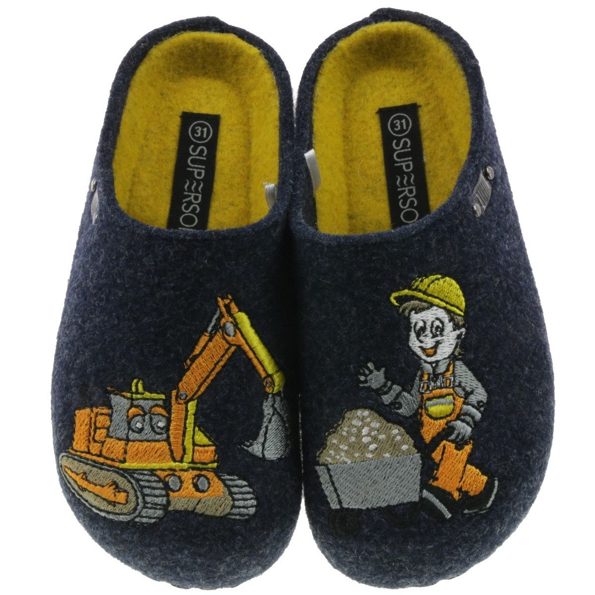 SUPERSOFT Supersoft Kinder Hausschuh Bagger Hausschuh