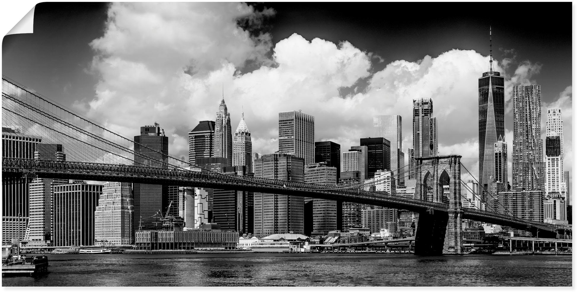 Artland Wandbild Manhattan Skyline, Brooklyn Bridge, New York (1 St), als Alubild, Leinwandbild, Wandaufkleber oder Poster in versch. Größen