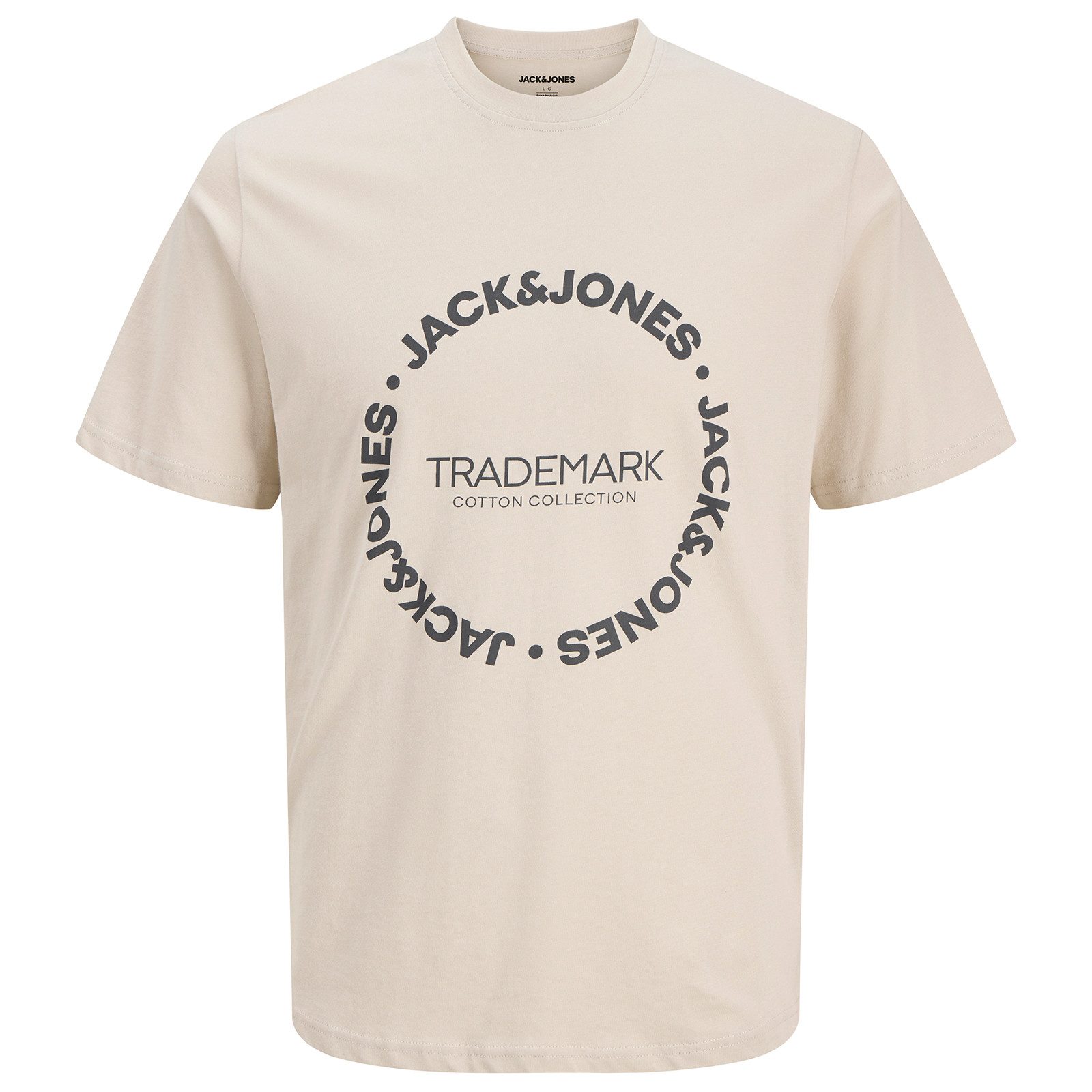 Jack & Jones Rundhalsshirt Jack&Jones Übergrößen T-Shirt beige Print JJBENSON