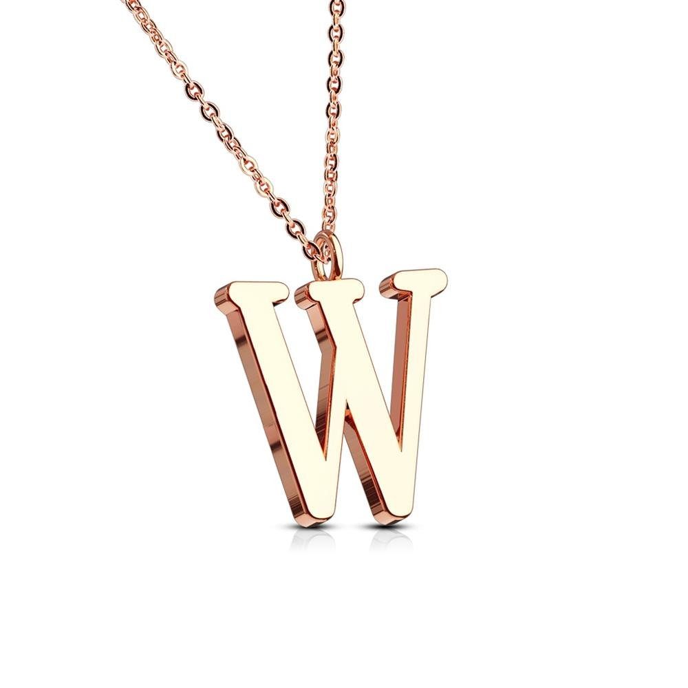 BUNGSA Ketten-Set Kette Buchstaben Anhänger Rosegold aus Edelstahl Damen (1-tlg), Halskette Necklace W | klar