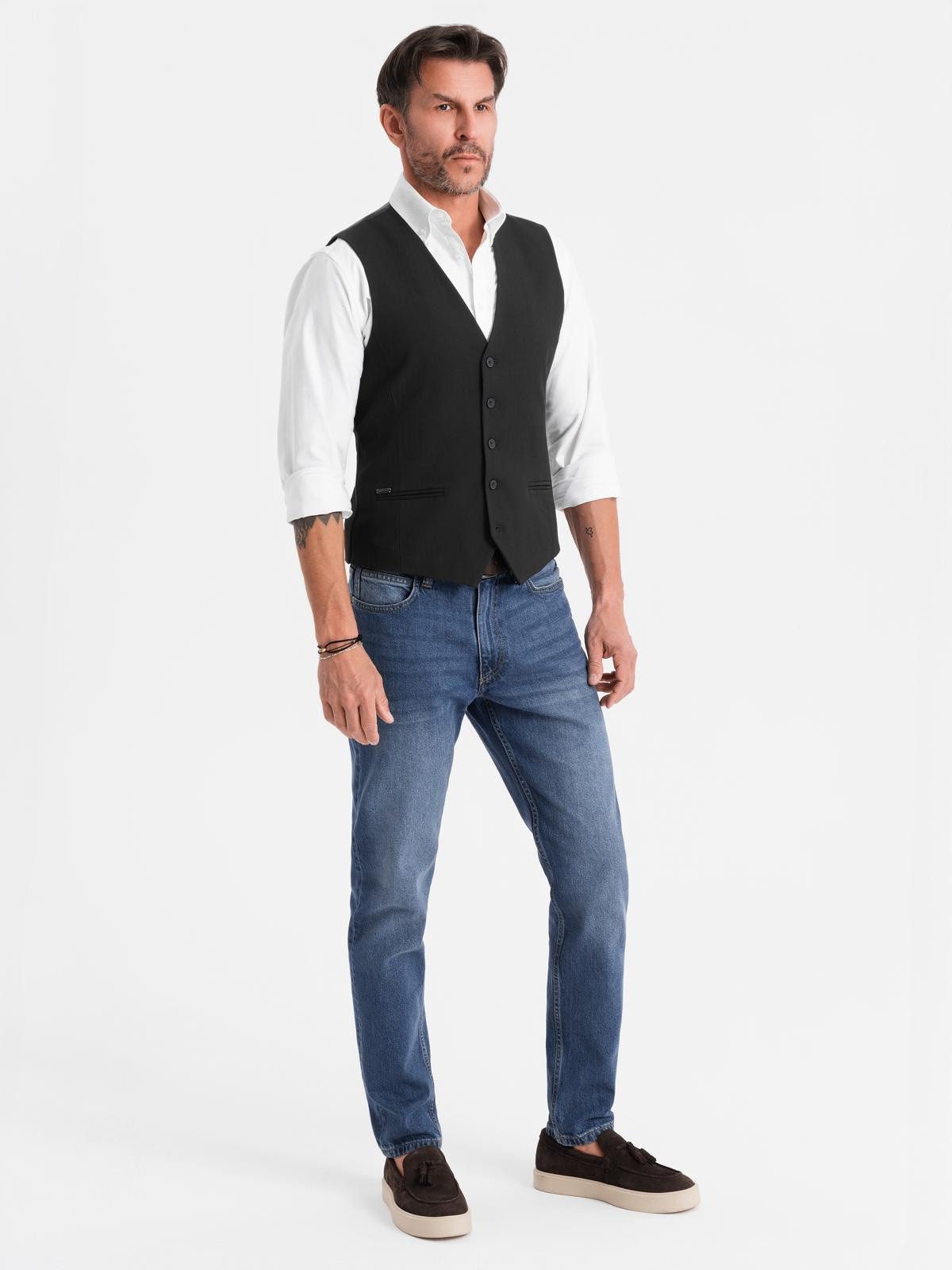 OMBRE Anzugweste Elegante Herren-Weste mit Fischgrätmuster günstig online kaufen