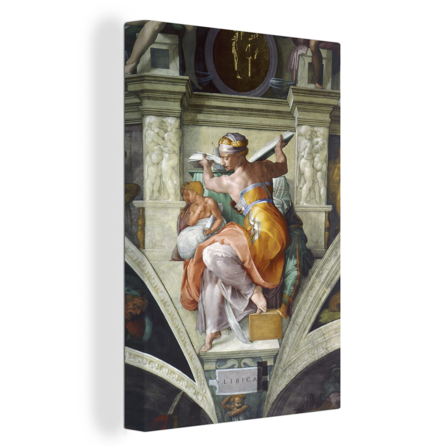 OneMillionCanvasses® Leinwandbild Sixtinische Kapelle, Sibilia - Michelangelo, (1 St), Leinwandbild fertig bespannt inkl. Zackenaufhänger, Gemälde, 20x30 cm