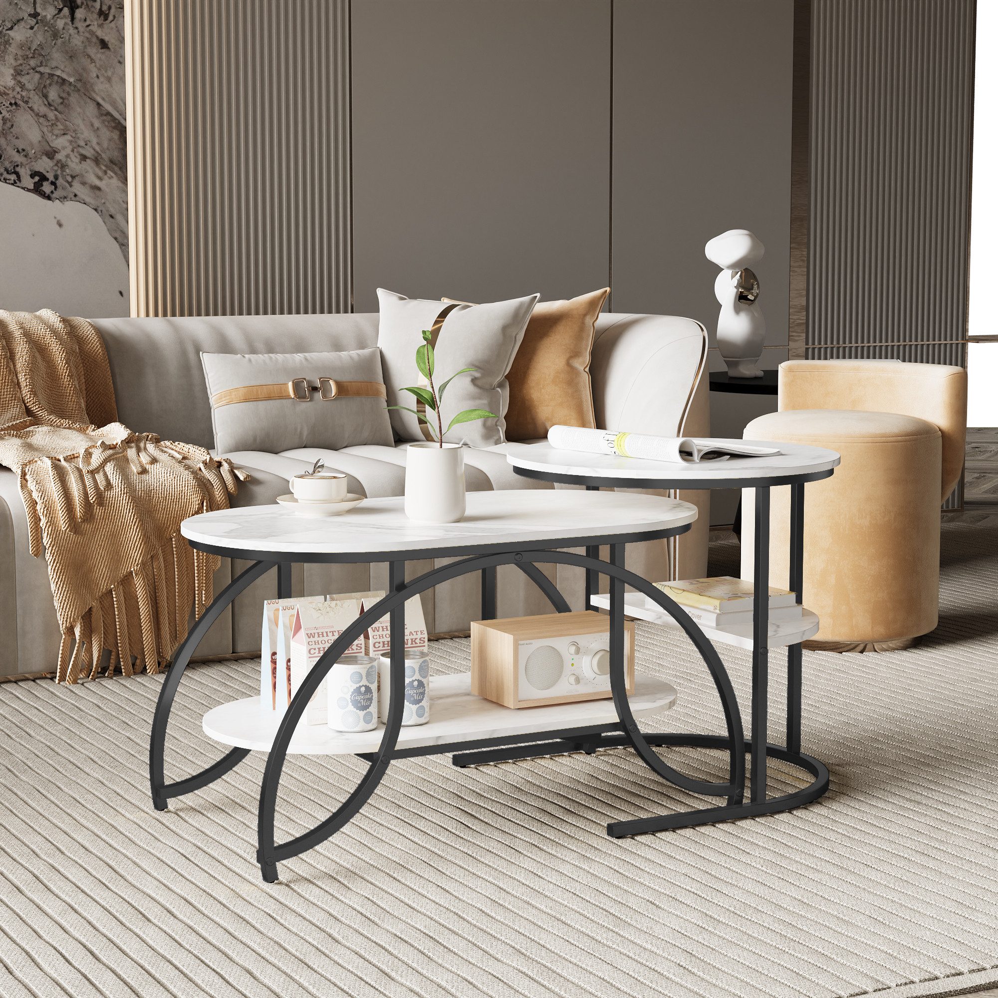 Furnishings Home Couchtisch Rund Kaffeetisch Beistelltisch günstig online kaufen