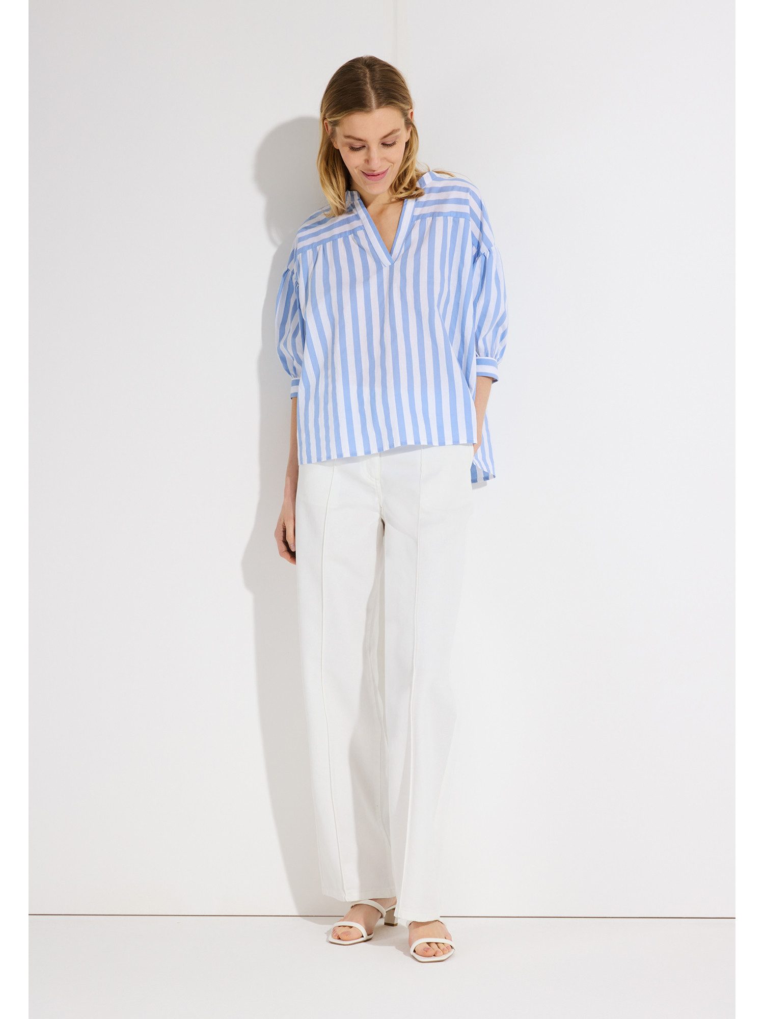 MORE&MORE Klassische Bluse legere 3/4 Arm-Bluse, gestreift günstig online kaufen
