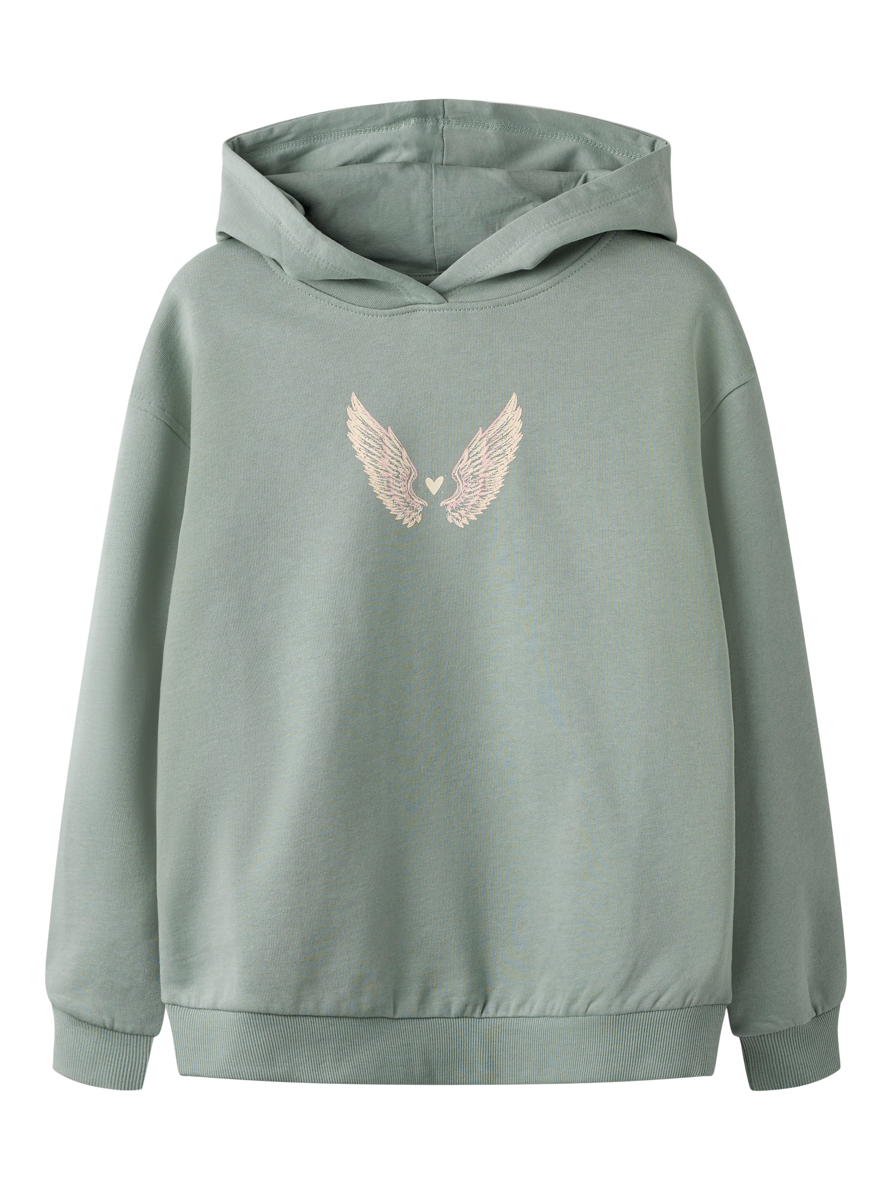 Name It Kapuzensweatshirt NKFLOTUSE LS RLX SWEAT WH BRU Baumwolle, Rückenprint