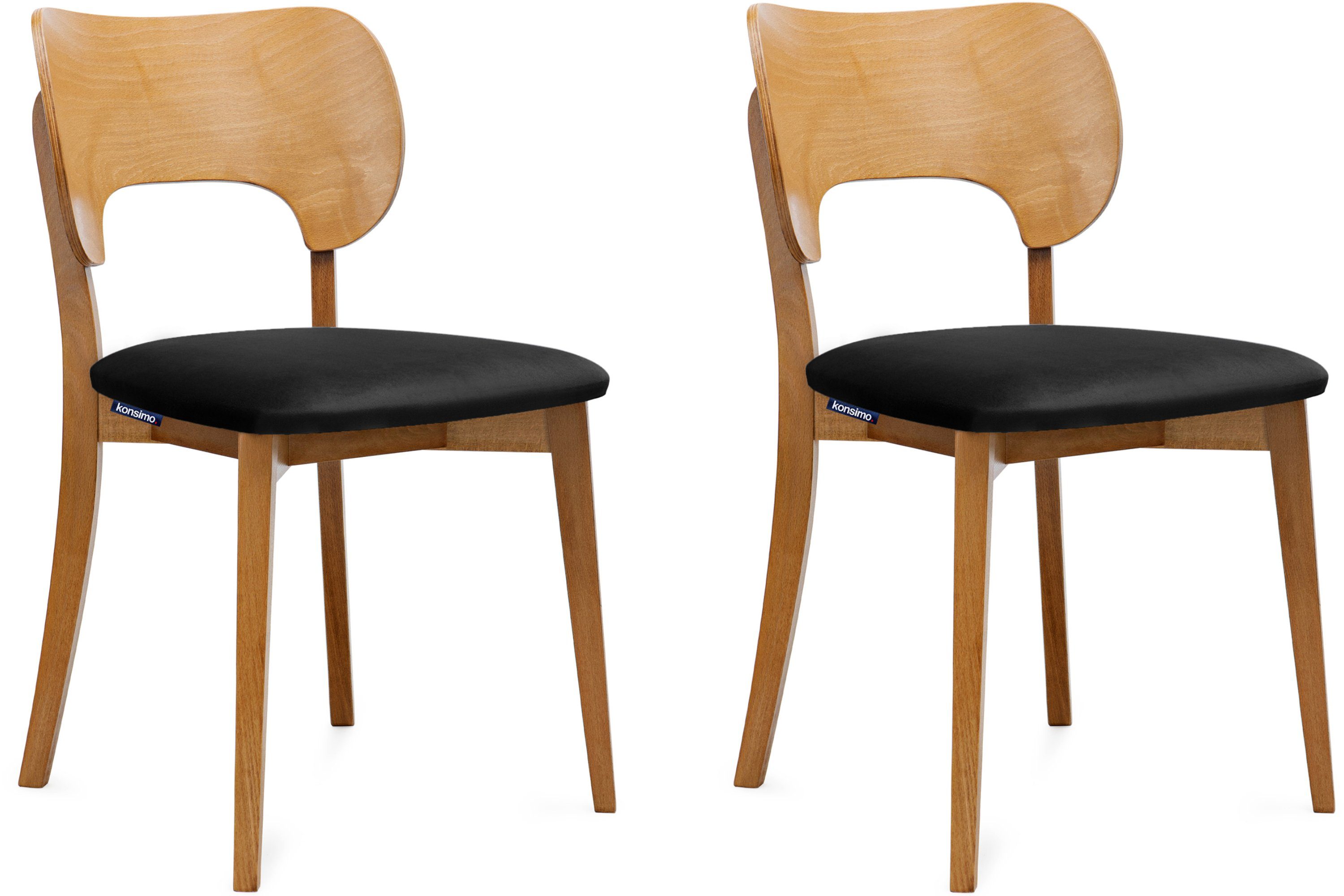 KONSIMO® Holzstuhl LYCO Esszimmerstühle, bequemer Sitz, Eiche (Set, 2 St), Velours-Sitz, Gestell aus Massivholz, hergestellt in der EU