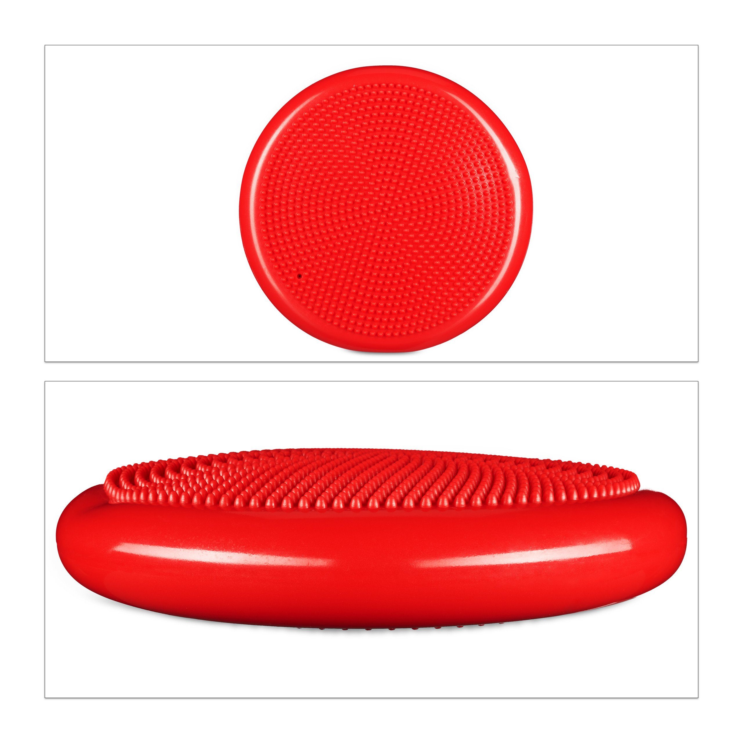 Balancekissen 33 mit Rot cm Luftpumpe, relaxdays Balance Kissen