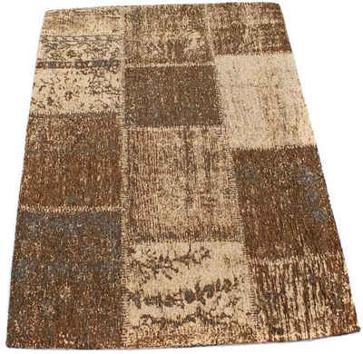 Teppich Vintage Teppich handgetuftet mehrfarbig, morgenland, rechteckig, Höhe: 7 mm, Vintage Design