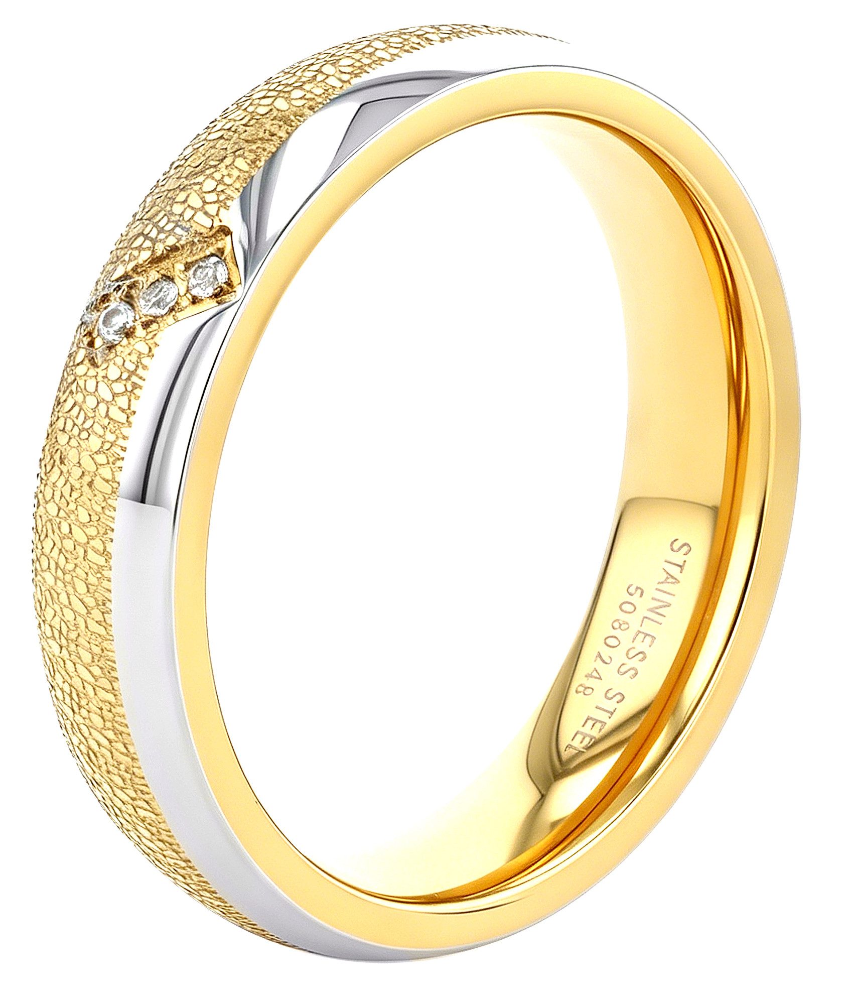 AKZENT Fingerring TwoOne, Edelstahl, gravierbar