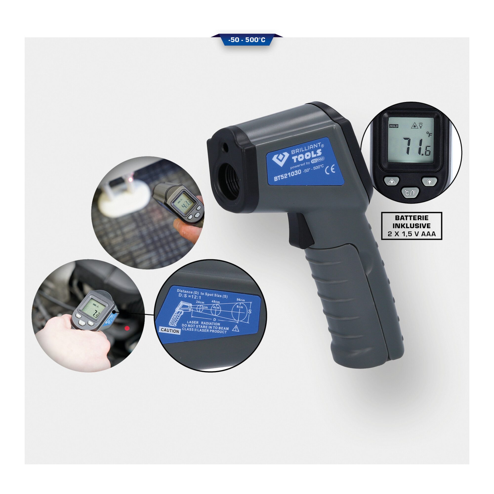 Brilliant Tools Infrarot-Thermometer Brilliant Tools Infrarot-Thermometer, -50° bis 500°