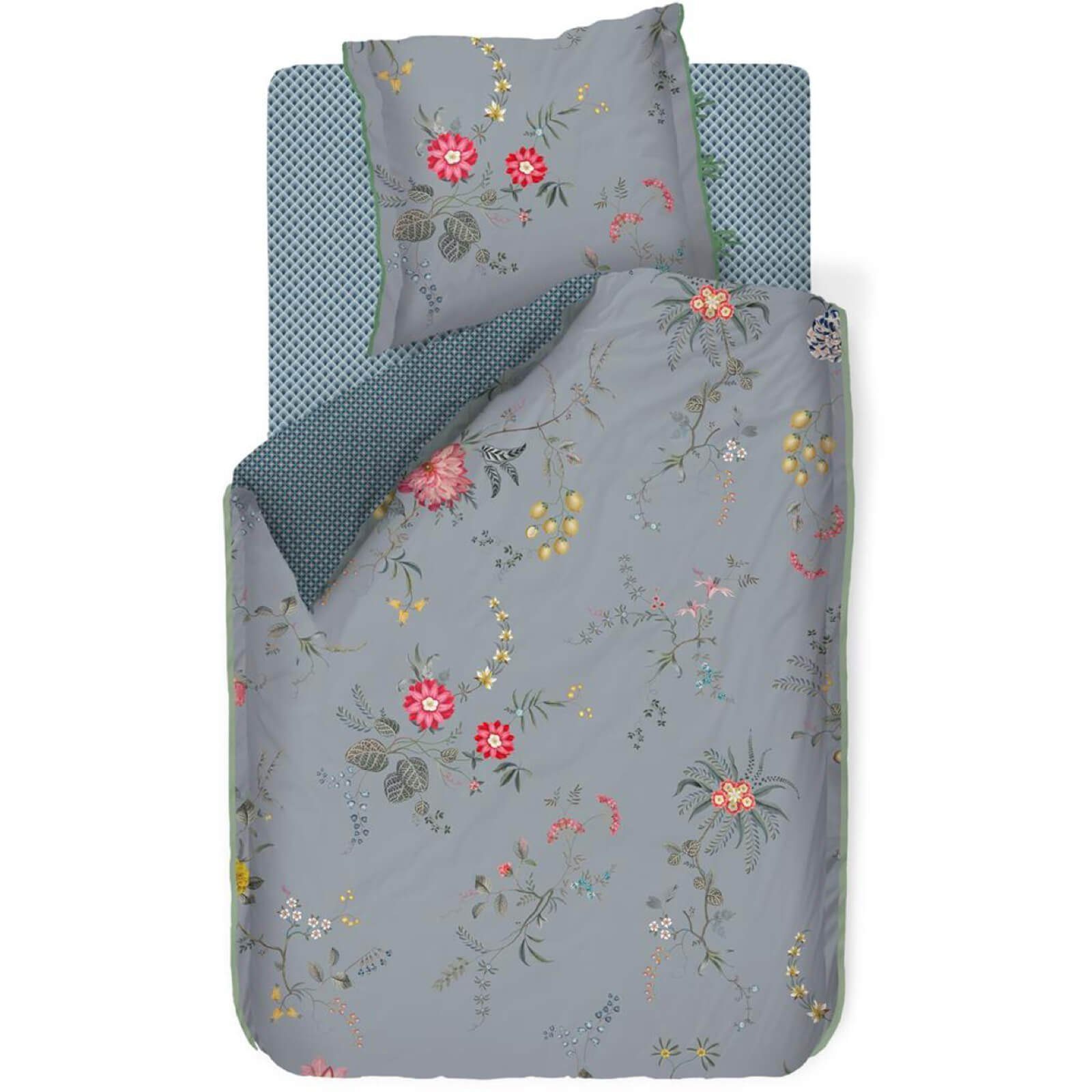 PiP Studio Bettwäsche Fleur Grandeur Blau, Perkal, 3 teilig, Dahlien, Zweig günstig online kaufen