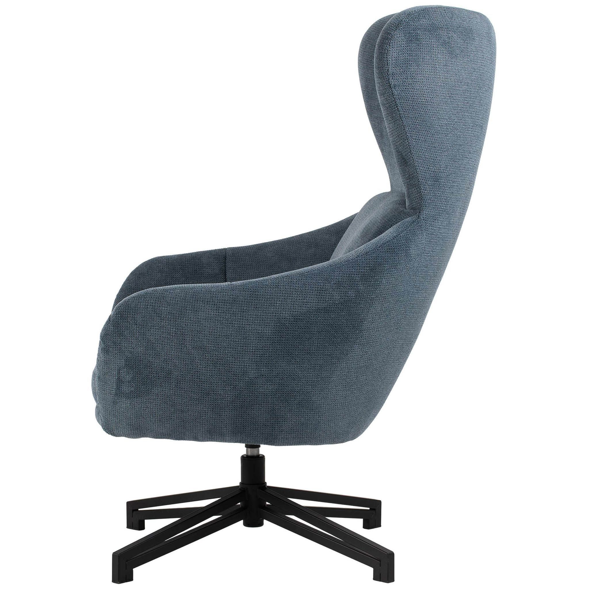 bene living Ohrensessel Marconia - drehbar - blau (Indoor-Möbelset, 1-St), durchgehende Arm- und Rückenlehne - stabiles Metall-Gestell