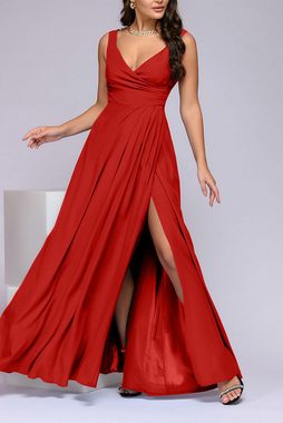Orient Phoenix Abendkleid Langes Kleid,Taillenkleid,abendkleider damen,ärmelloses kleid Elegant,Sommer,Einfarbiges, ärmelloses,V-Ausschnitt