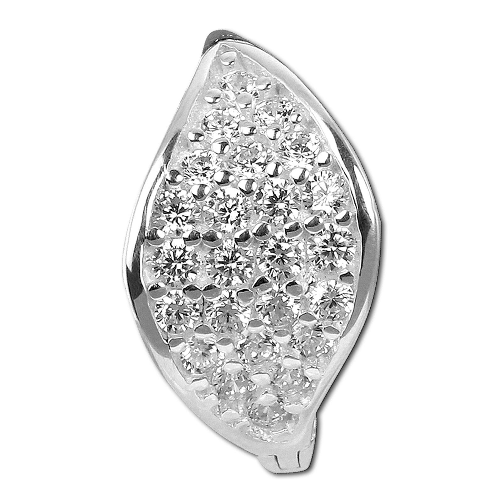 SilberDream Paar Creolen SilberDream Ohrringe 14mm Damen 925 Silber (Creolen), Damen Creolen Blatt aus 925 Sterling Silber, Farbe: silber, weiß – Bild 2 von 5