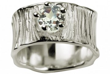 SILBERMOOS Silberring Eleganter Weißtopas Ring, 925 Sterling Silber