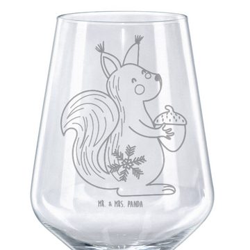 Mr. & Mrs. Panda Rotweinglas Eichhörnchen Weihnachten - Transparent - Geschenk, Vogel, Heiligabend, Premium Glas, Spülmaschinenfest