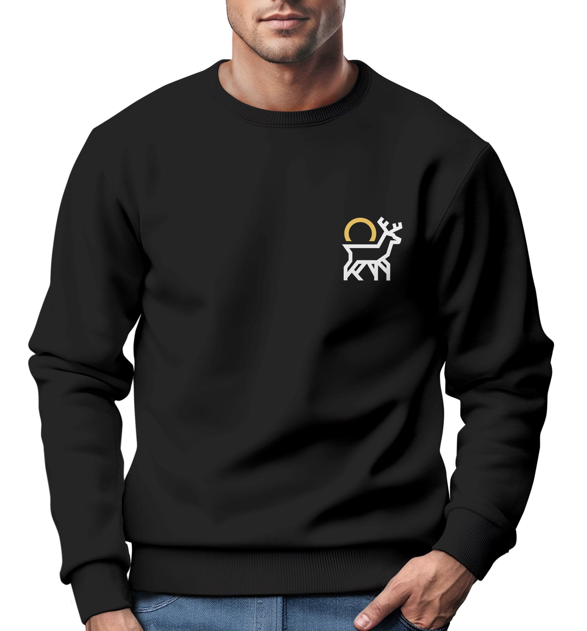 Sweatshirt Sweatshirt Herren Hisch Print Aufdruck Logo Abstrakt Line-Art Outdoor