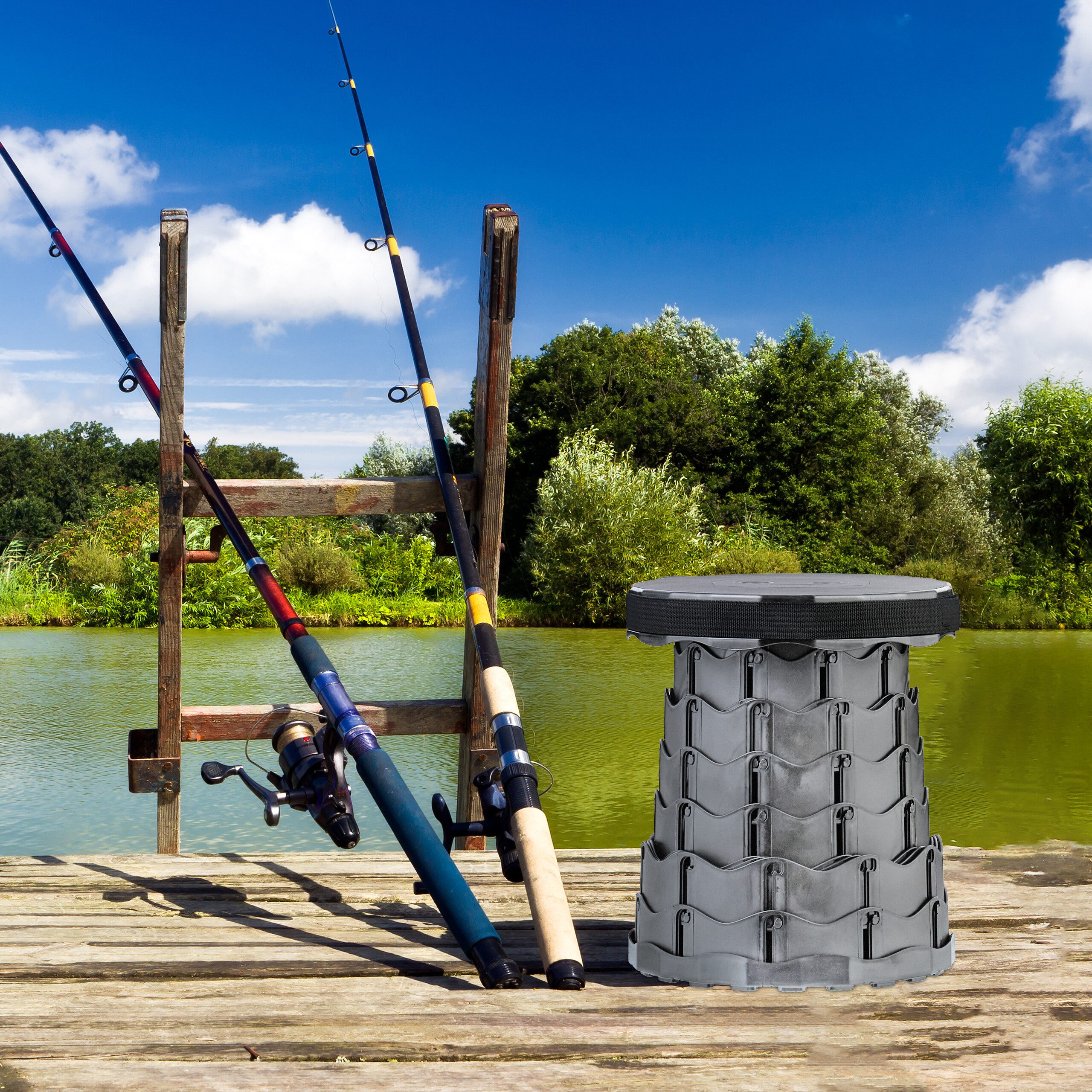 relaxdays Campinghocker Teleskophocker Camping, grau günstig online kaufen