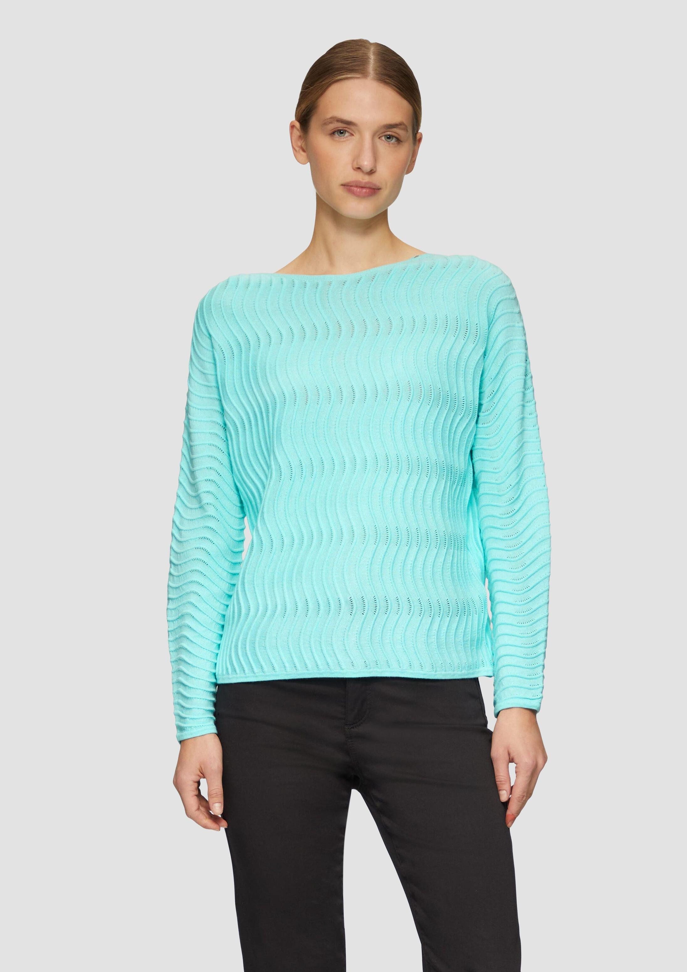 s.Oliver Longpullover Strickpullover Strickpullover mit Ajourmuster
