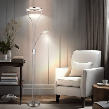 Globo LED Stehlampe, Leuchtmittel inklusive, Warmweiß, Deckenfluter Stehlampe Standleuchte LED Leselampe Nickel Dimmer H 194