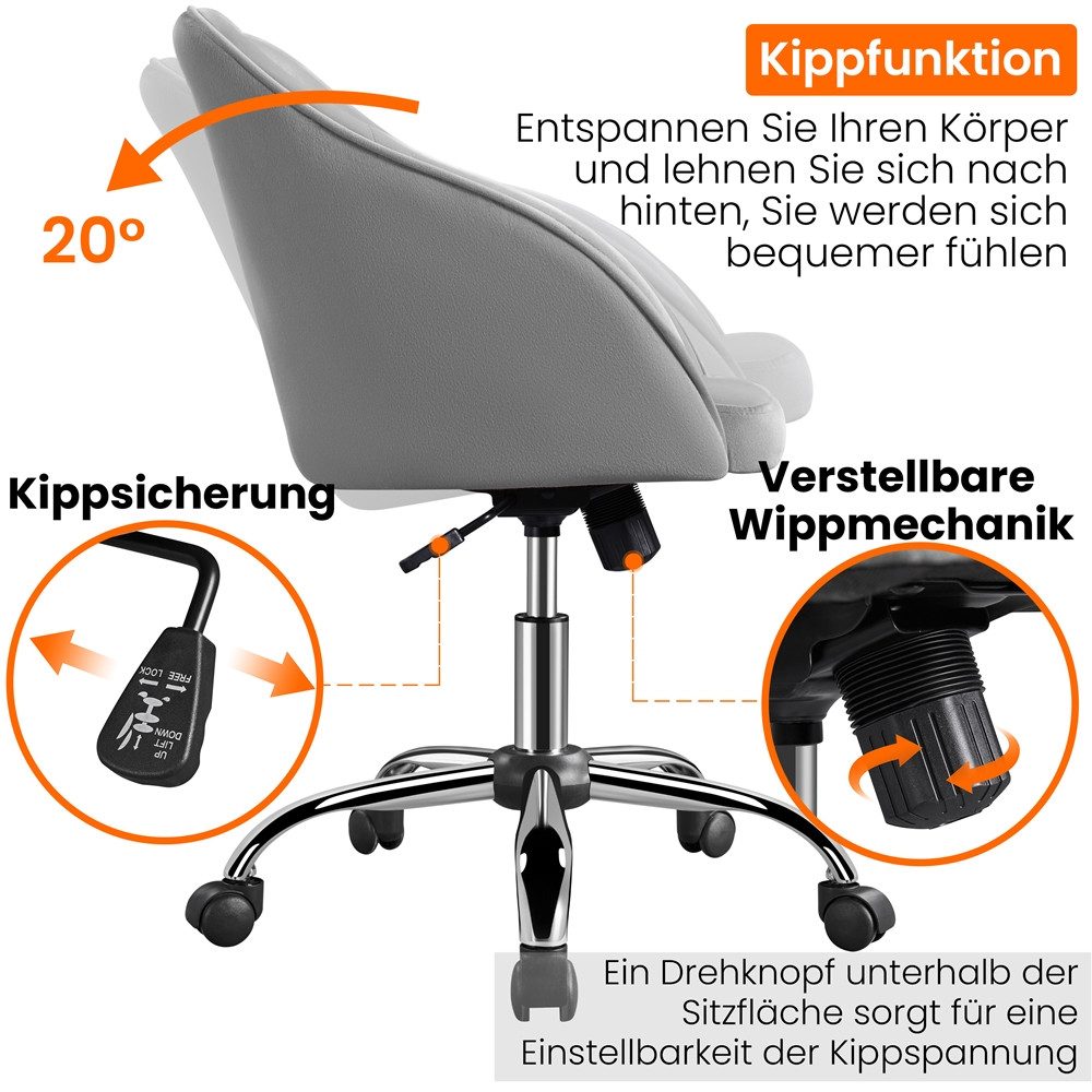 Yaheetech Drehstuhl, Bürostuhl 360 ° Schreibtischstuhl höhenverstellbar & wippbar