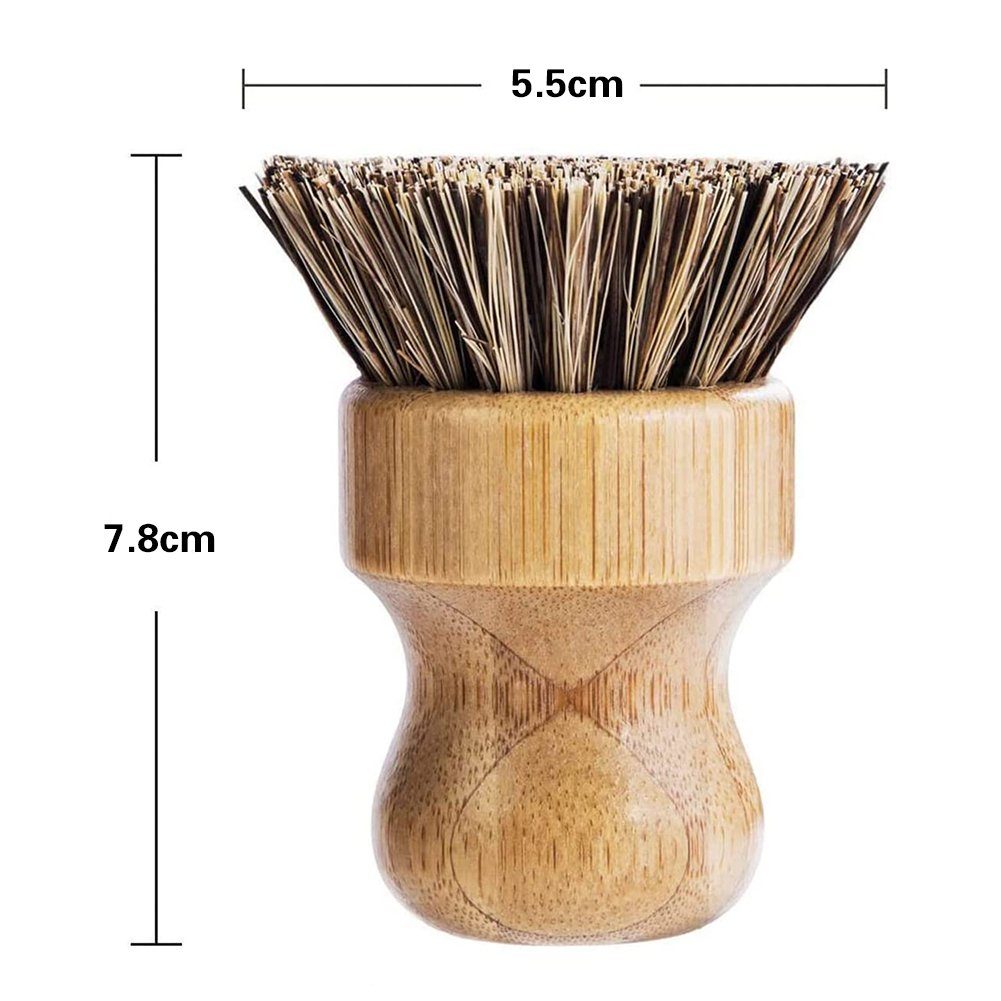 Spülbürste Runde 3 Stück Bambus Brush Atäsi Palm Pot Reinigungsbürsten-Set Mini Reinigungsset