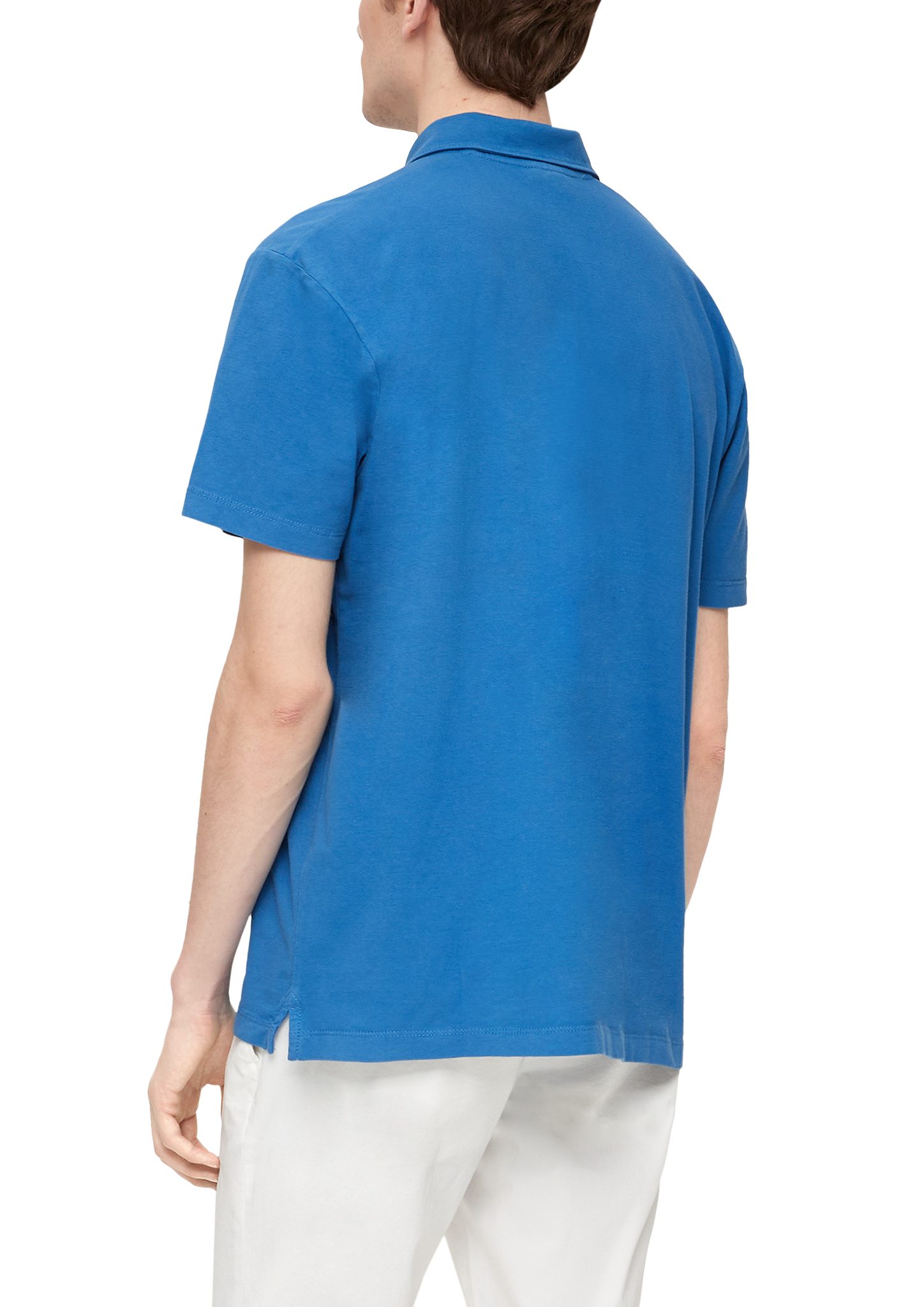 s.Oliver Kurzarmshirt Poloshirt aus Baumwolle Logo royalblau