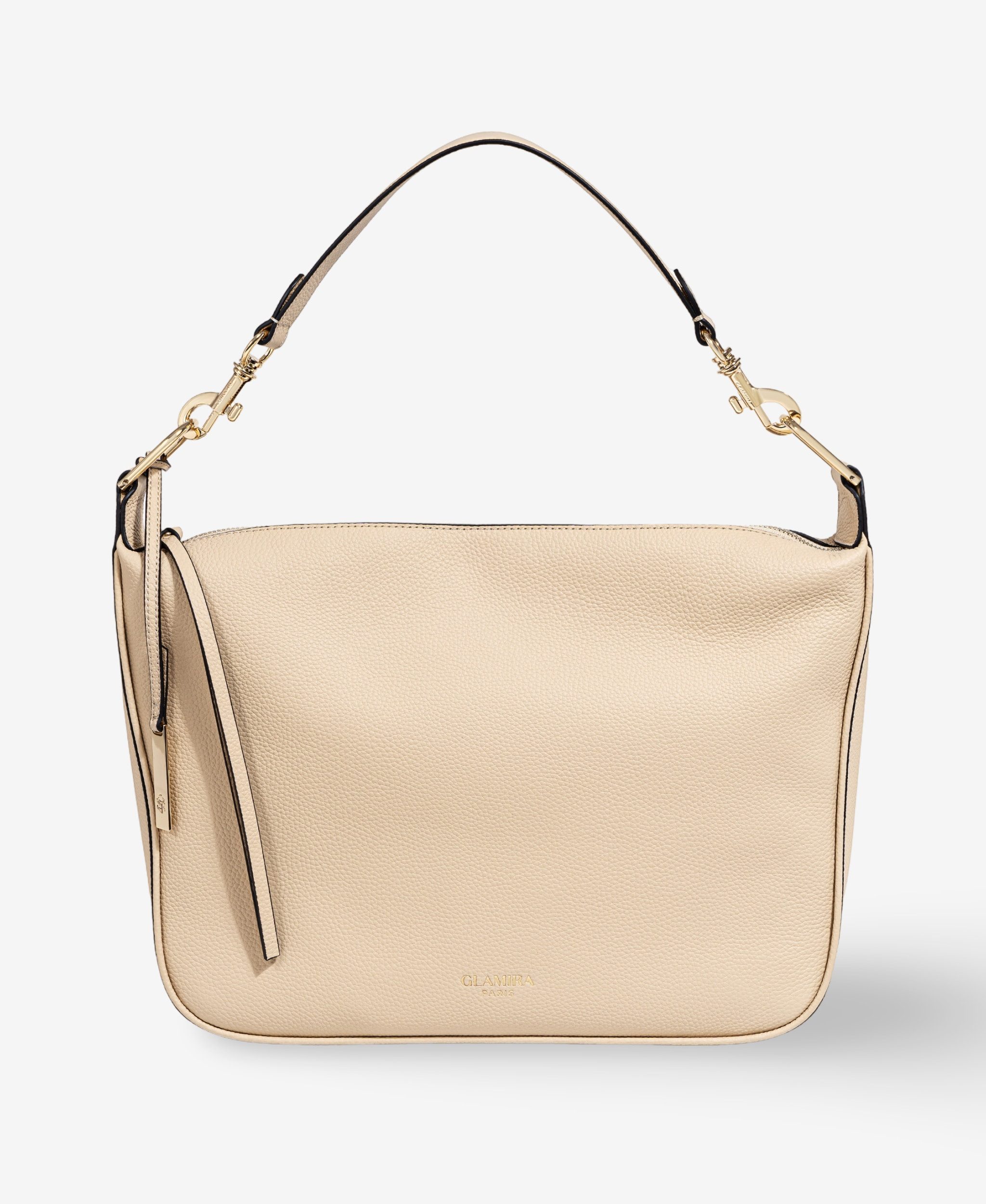 GLAMIRA Schultertasche Lysandra Beige Schultertasche (1-tlg), echt Leder, mit geräumigem Hauptfach