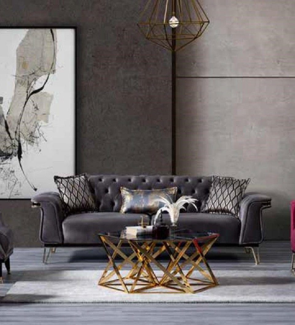 Luxus Designer 3-Sitzer Dreisitzer JVmoebel Moderne Polstermöbel, Made Teile, Europa Wohnzimmer Couch Grau 1 Sofa in
