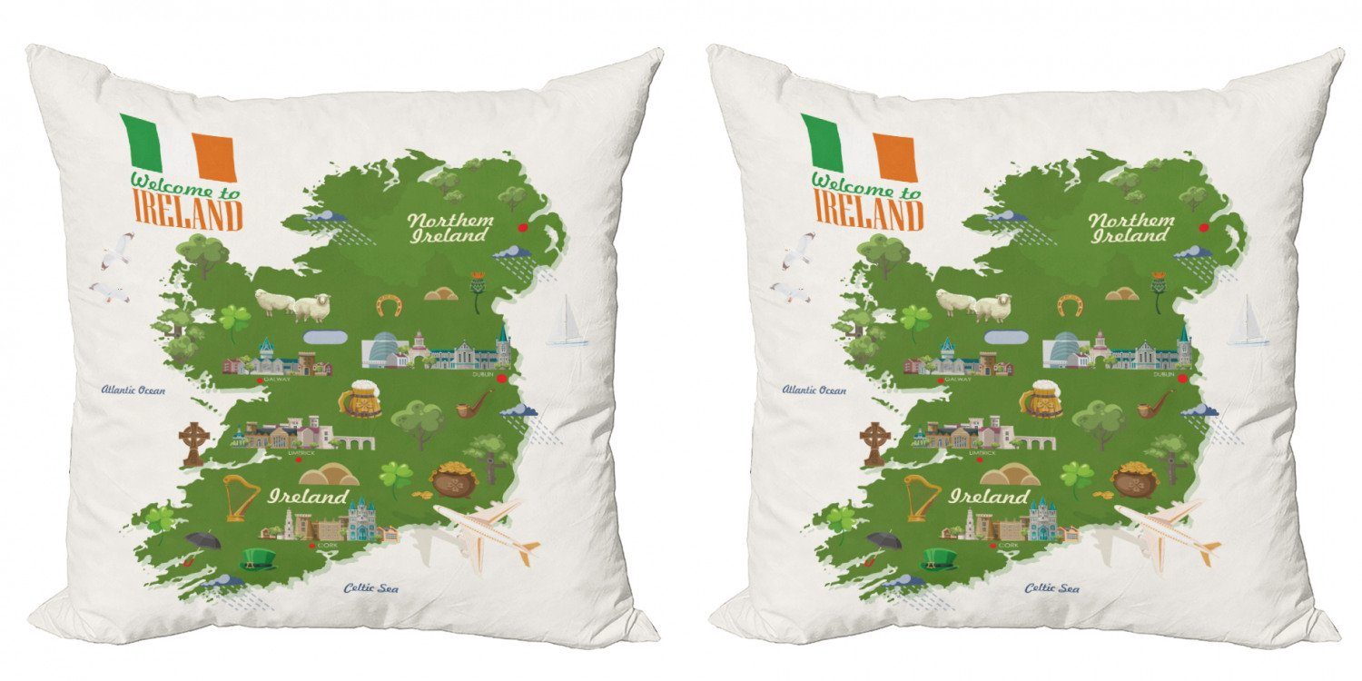 Graphic Artikel Accent Doppelseitiger Modern Kissenbezüge Karte (2 Stück), Irland Abakuhaus Digitaldruck, Kultur