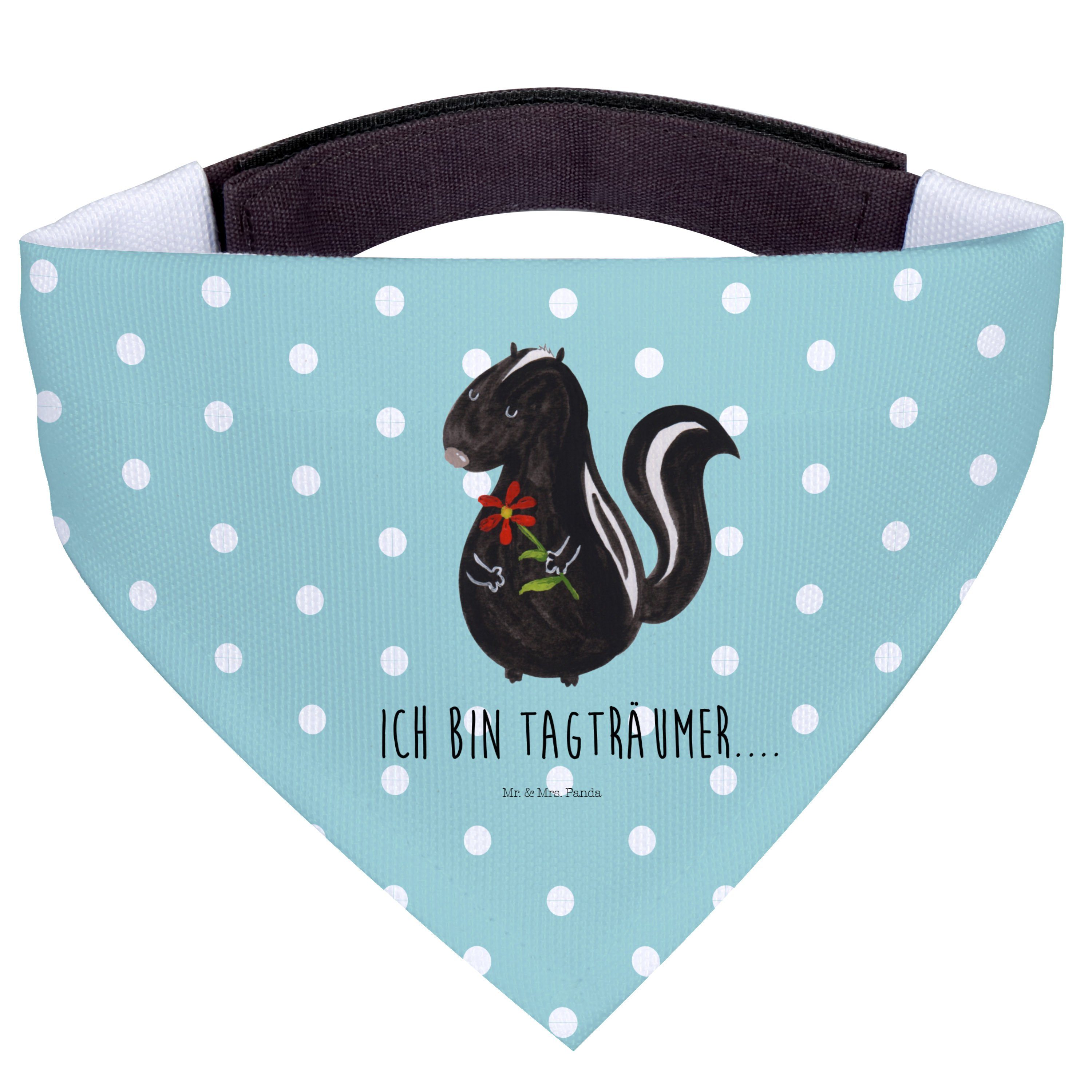 Mr. & Mrs. Panda Hundefliege Stinktier Blume, Bandana, Türkis Pastell, Träume, Halstuch für Hund, Polyester, Hunde Halstuch Tuch Für Hundehals Hundeaccessoire Tuch