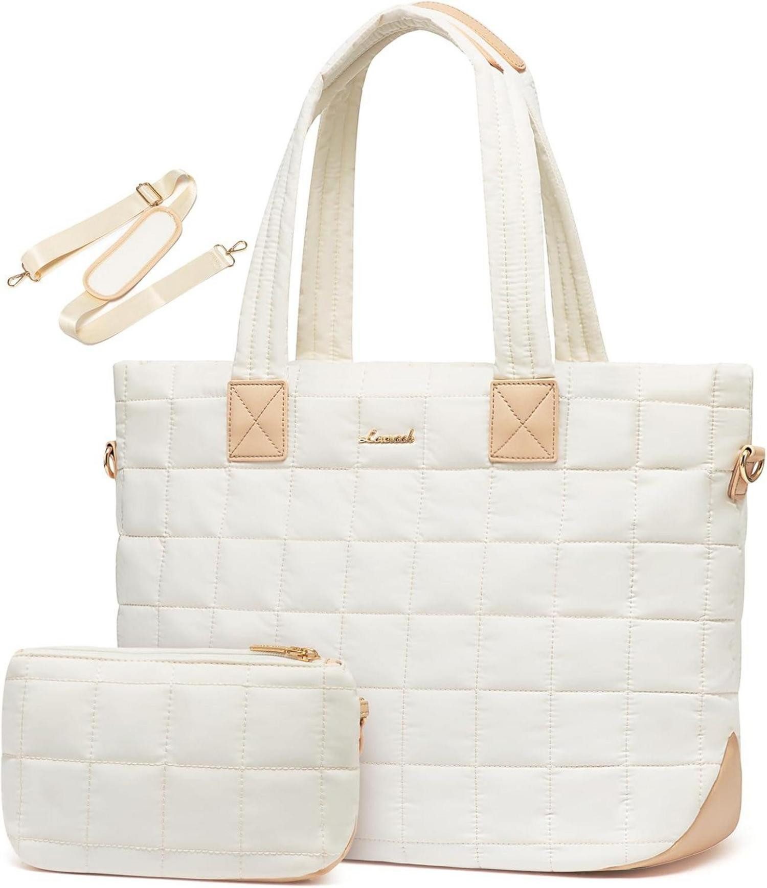 LuxusKollektion Laptoptasche Damen Laptoptasche 15,6 Zoll Arbeitstasche Schultertasche Beige