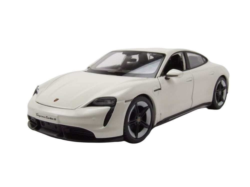 Bburago Modellauto Porsche Taycan 2019 weiß, Maßstab 1:24