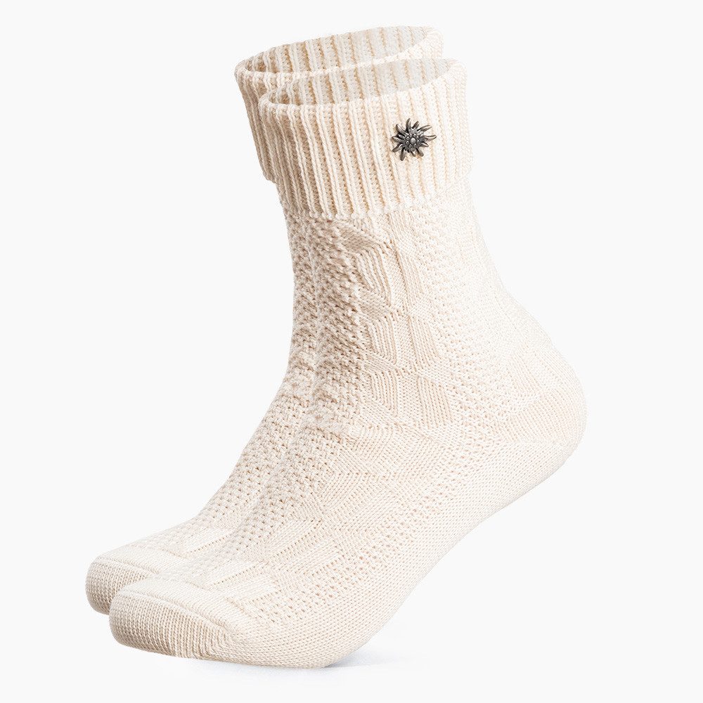 HerzSticht Trachtensocken Damen Kurze Trachtensocken 1er Pack (Modell: Edelweiss) (1-Paar)