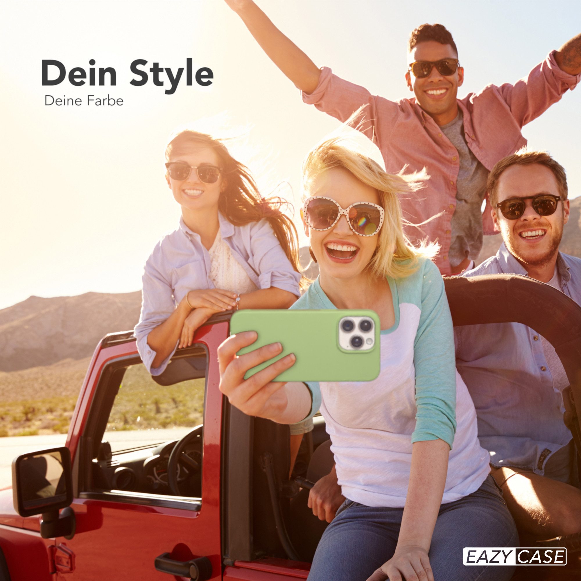 EAZY CASE Handyhülle für Apple iPhone 15 Pro Max Hülle Silikon 6,7 Zoll, Smart Slimcover Matt Silikon Schutzhülle mit Kameraschutz tpu Grün