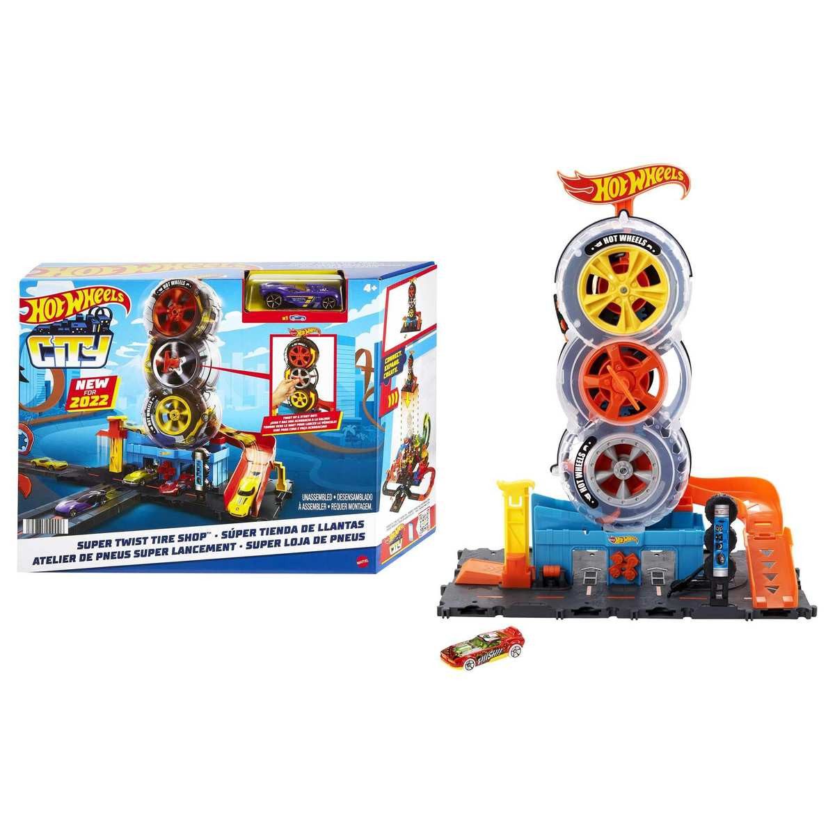 Mattel® Hot Wheels City Super Reifenshop Spielset 1 Fahrzeug HDP02 4+ Konstruktions-Spielset