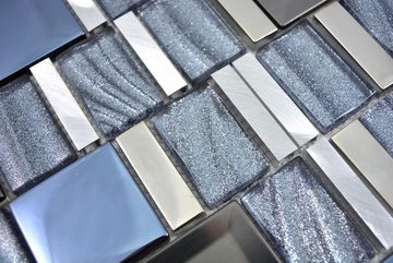 Mosani Mosaikfliesen Glasmosaik Mosaikfliesen Aluminium silber
