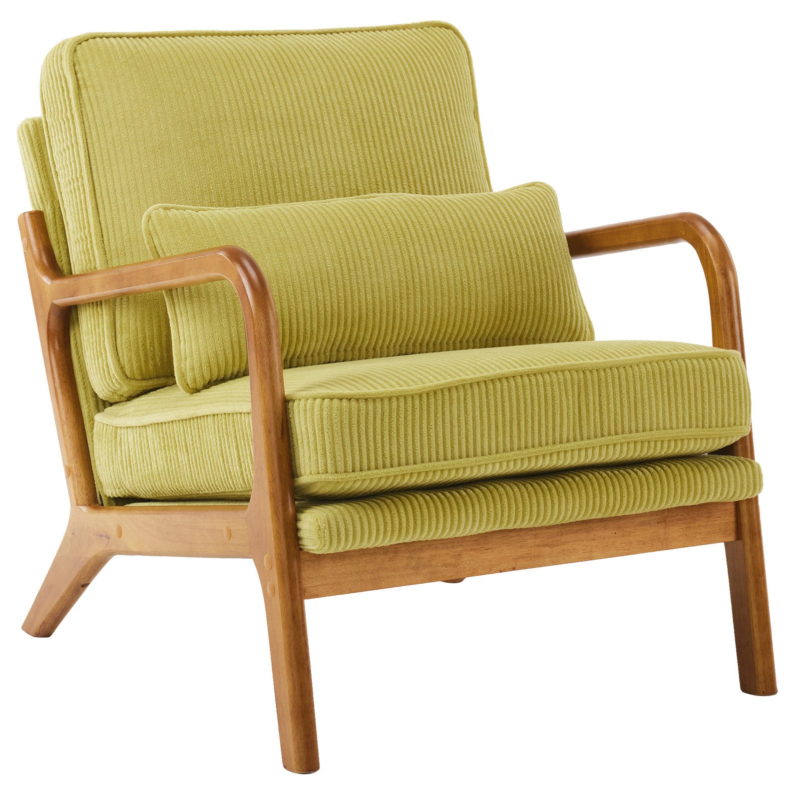 VINGLI Cocktailsessel, Moderner loungesessel, Sessel mit Massivholz, Lesesessel, bis 200 kg belastbar, Cord-Stoff