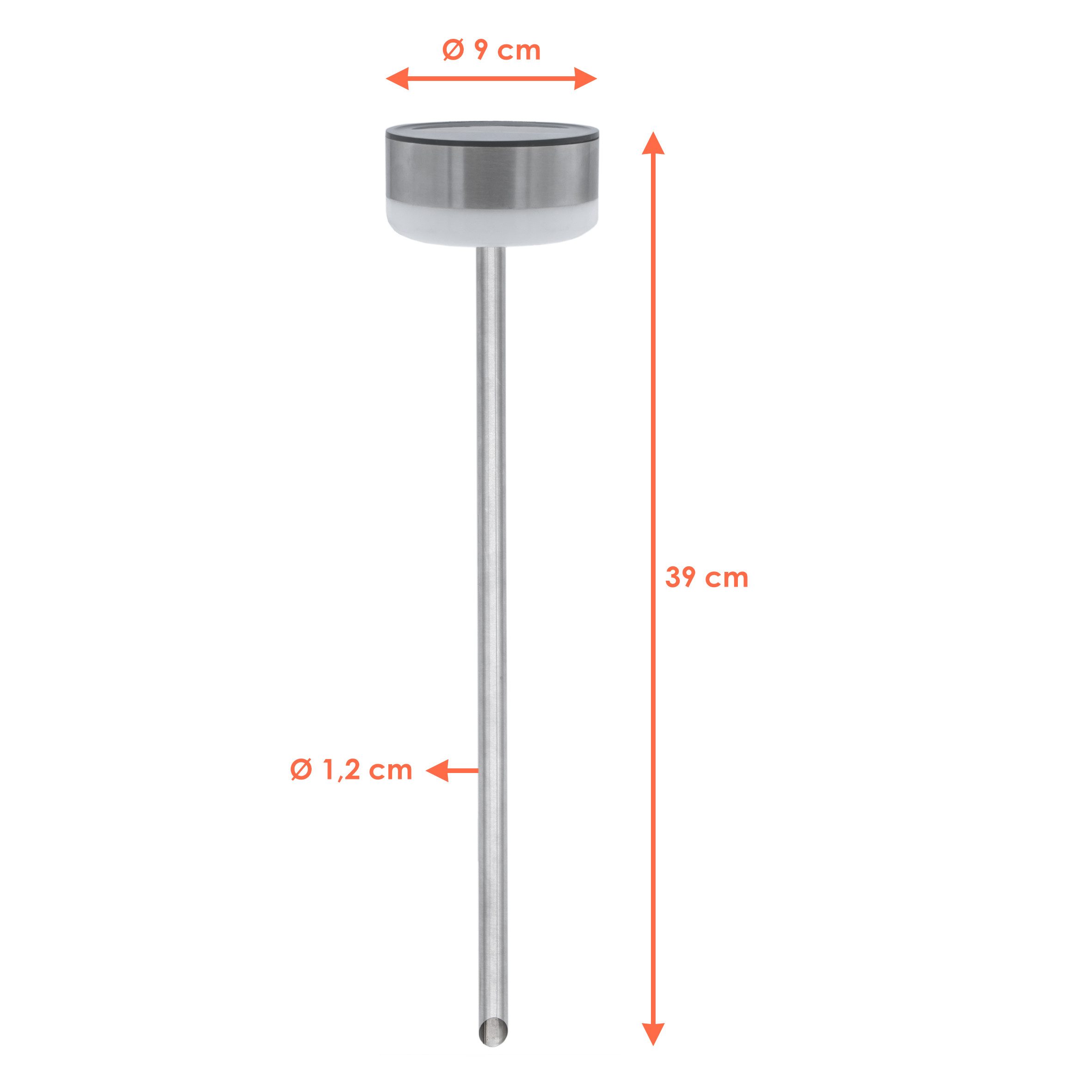 Spetebo LED Solarleuchte LED Solar Edelstahl Wegeleuchte 39 x Ø 9 cm - 2er Set, Einschaltautomatik, LED fest integriert, kaltweiß, Garten Deko Beleuchtung kalt  – Bild 2 von 4