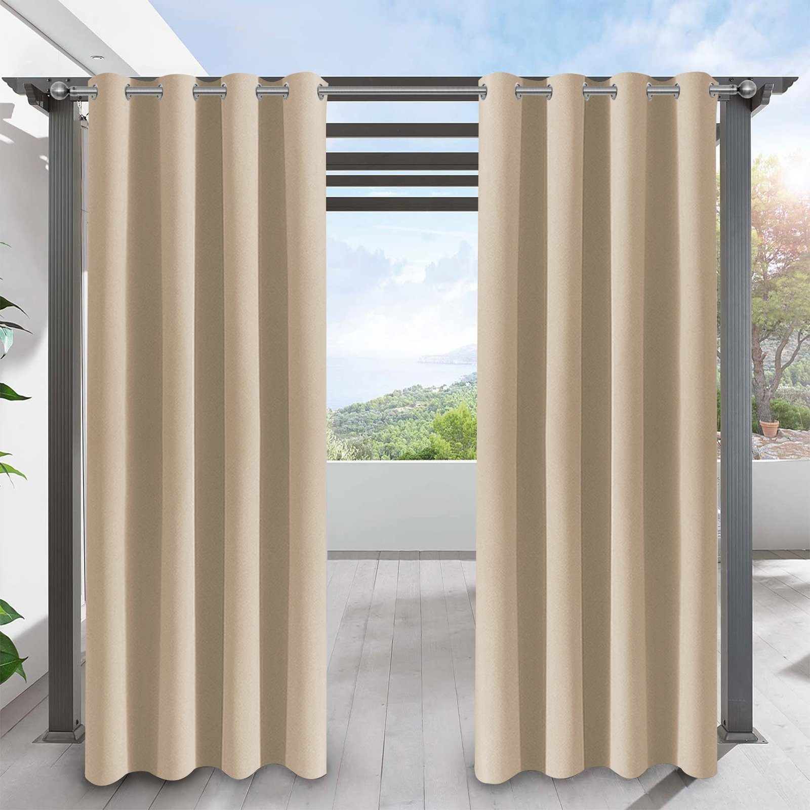Jibenhome Verdunkelungsvorhang Outdoor Vorhang mit Ösen, günstig online kaufen