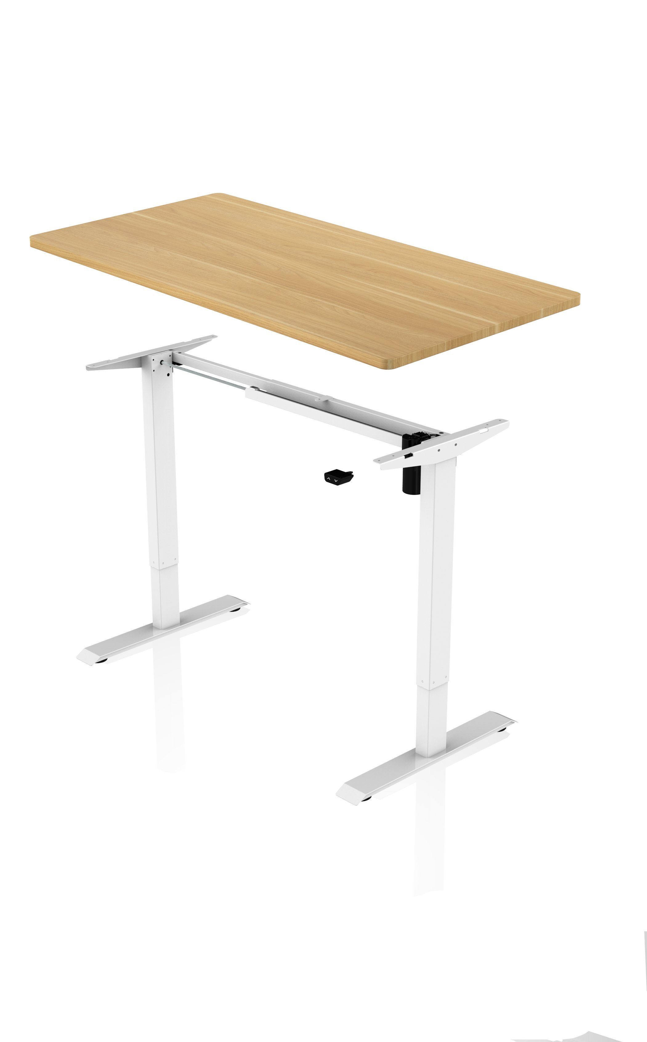 AGIl 140*70cm Weiß-Ahorn (komplett-Set) - elektrisch Schreibtisch höhenverstellbarer Schreibtisch